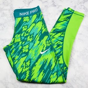 Bright Green Nike Pro Capri Leggings